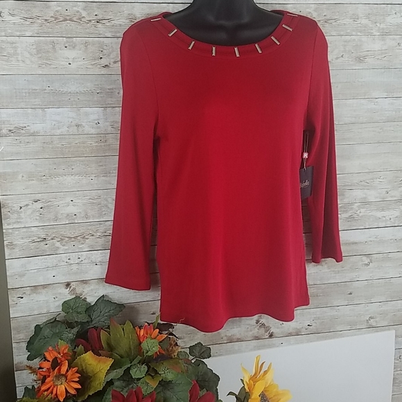 NWT, Rafaella, 0001, Red pullover top, Sz XSP - Picture 9 of 10